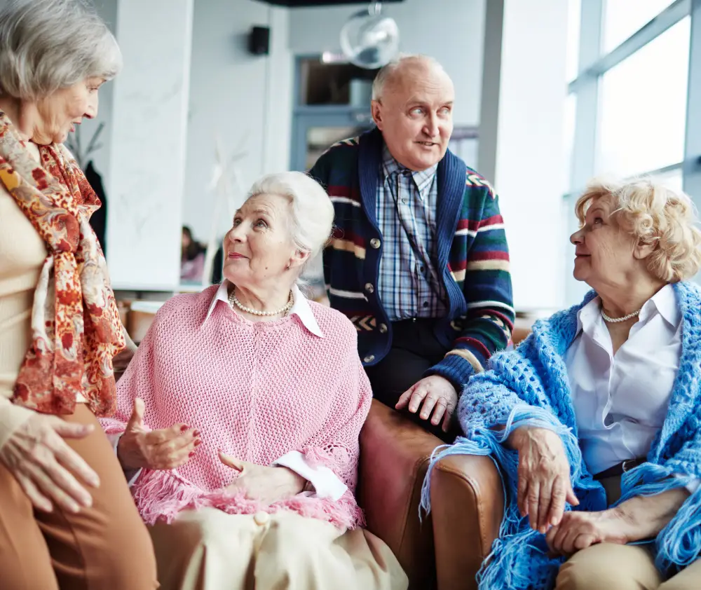 Old couple, portrait and helping man in wheelchair, home and support husband with injury